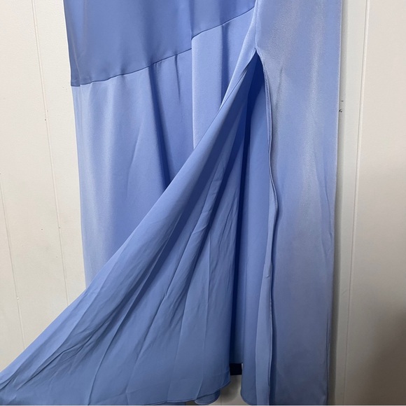 Eloquii Plus Size Satin Maxi Dress Long Sleeves Periwinkle Blue Women's 22 - Picture 5 of 10